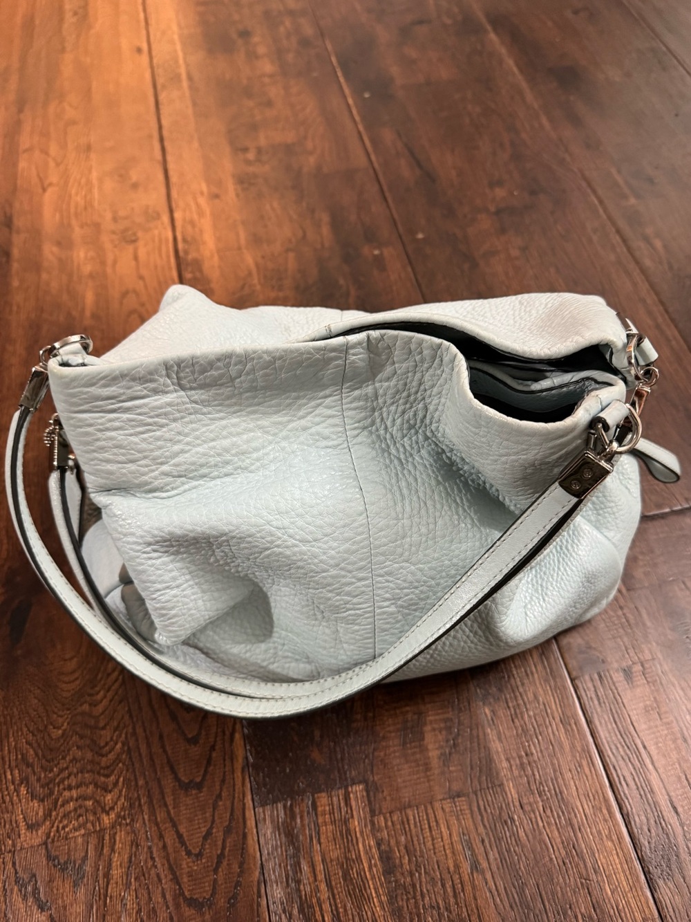 Coach Pebbled Leather Hobo Bag in Light Blue - Picture 10 of 15